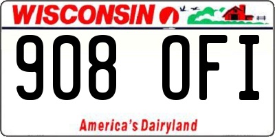 WI license plate 908OFI
