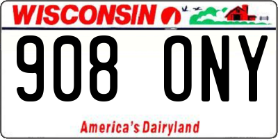 WI license plate 908ONY