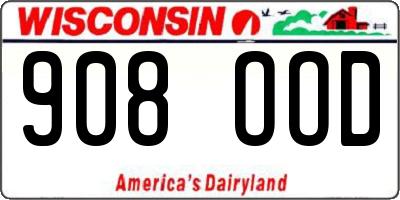 WI license plate 908OOD
