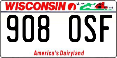 WI license plate 908OSF