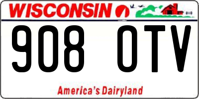 WI license plate 908OTV