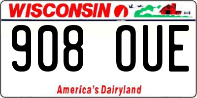 WI license plate 908OUE