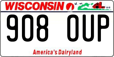 WI license plate 908OUP