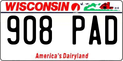WI license plate 908PAD