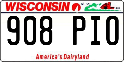 WI license plate 908PIO