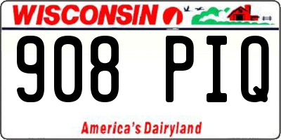 WI license plate 908PIQ