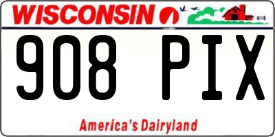 WI license plate 908PIX