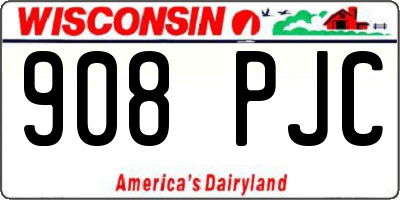WI license plate 908PJC