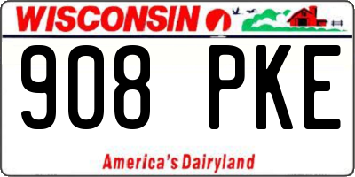 WI license plate 908PKE