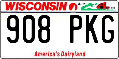 WI license plate 908PKG
