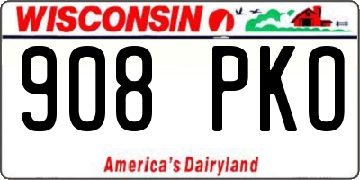 WI license plate 908PKO
