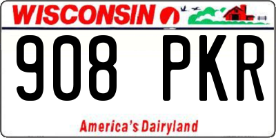 WI license plate 908PKR