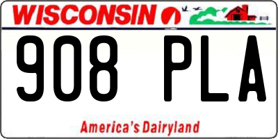 WI license plate 908PLA