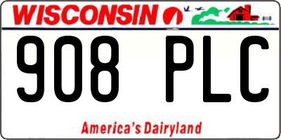 WI license plate 908PLC