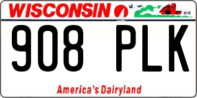 WI license plate 908PLK