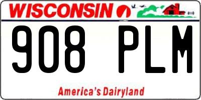 WI license plate 908PLM