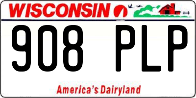 WI license plate 908PLP