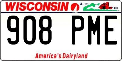 WI license plate 908PME