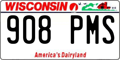 WI license plate 908PMS