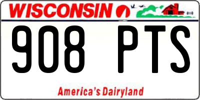 WI license plate 908PTS