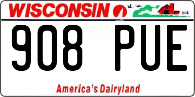 WI license plate 908PUE