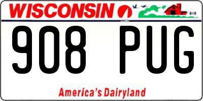 WI license plate 908PUG