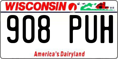 WI license plate 908PUH