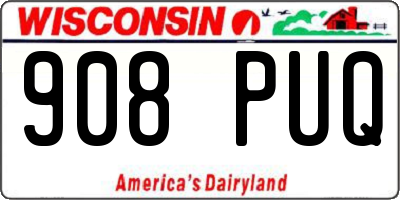 WI license plate 908PUQ