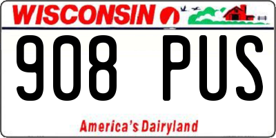 WI license plate 908PUS