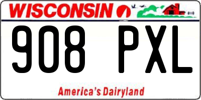 WI license plate 908PXL