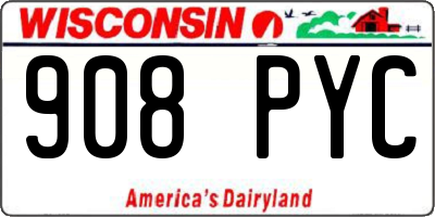 WI license plate 908PYC