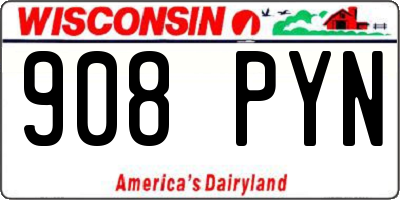 WI license plate 908PYN