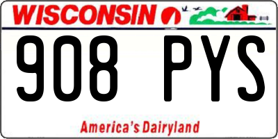 WI license plate 908PYS