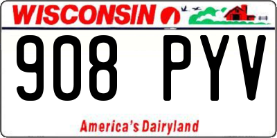 WI license plate 908PYV