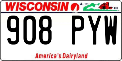 WI license plate 908PYW