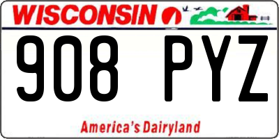 WI license plate 908PYZ