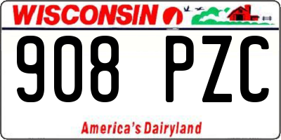 WI license plate 908PZC