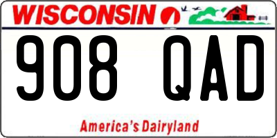 WI license plate 908QAD