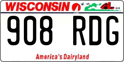 WI license plate 908RDG