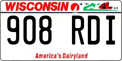 WI license plate 908RDI