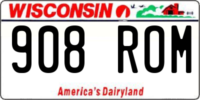 WI license plate 908ROM