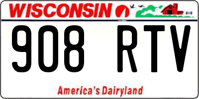 WI license plate 908RTV