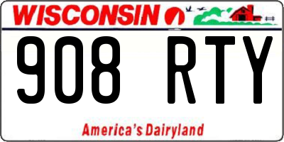 WI license plate 908RTY