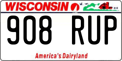 WI license plate 908RUP