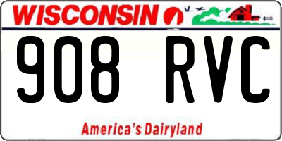 WI license plate 908RVC