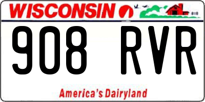 WI license plate 908RVR