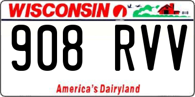 WI license plate 908RVV