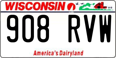 WI license plate 908RVW