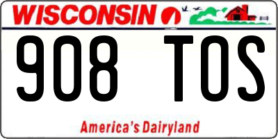 WI license plate 908TOS