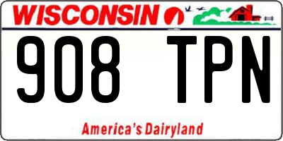 WI license plate 908TPN